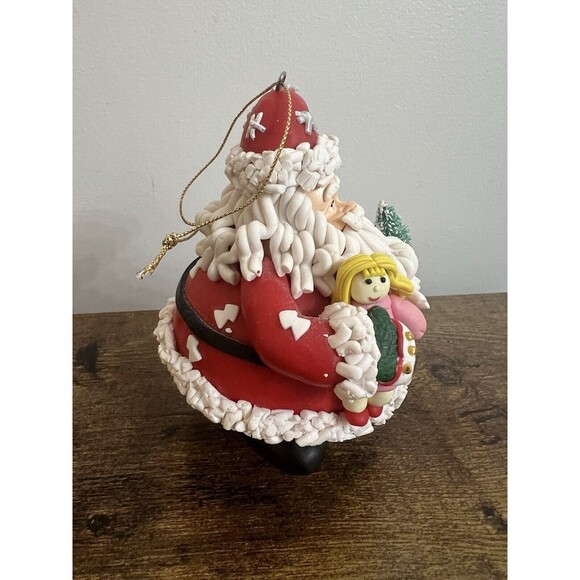 TRADITIONS Santa Holding Doll and Tree Collectible Character Glass Ornament EUC - Picture 4 of 16